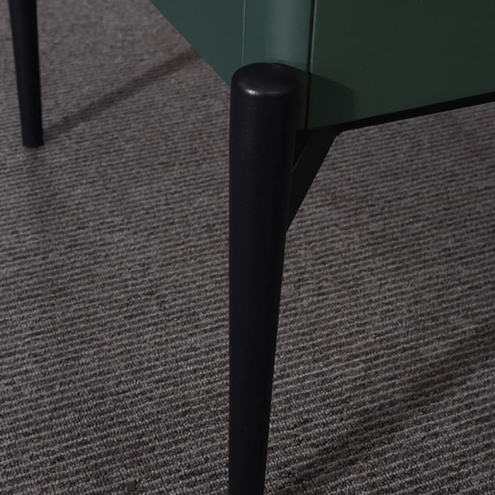 Moderna mesita de noche de lujo verde oscuro de 1 cajón: mesa auxiliar de alta gama con patas de estilete para dormitorio 