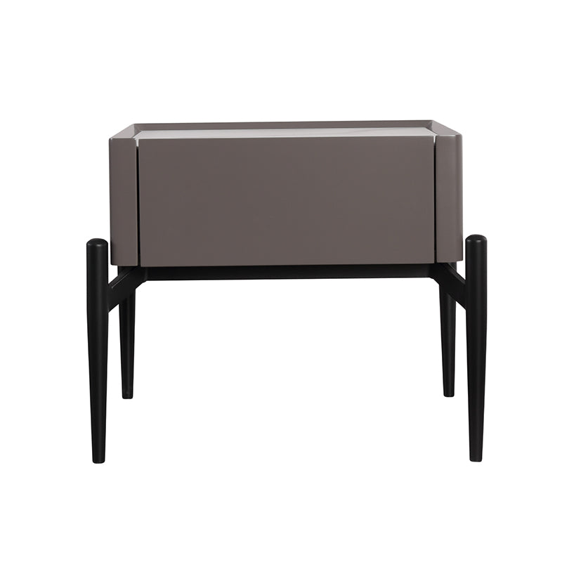 Table de chevet moderne de luxe gris brunâtre à 1 tiroir : table d&