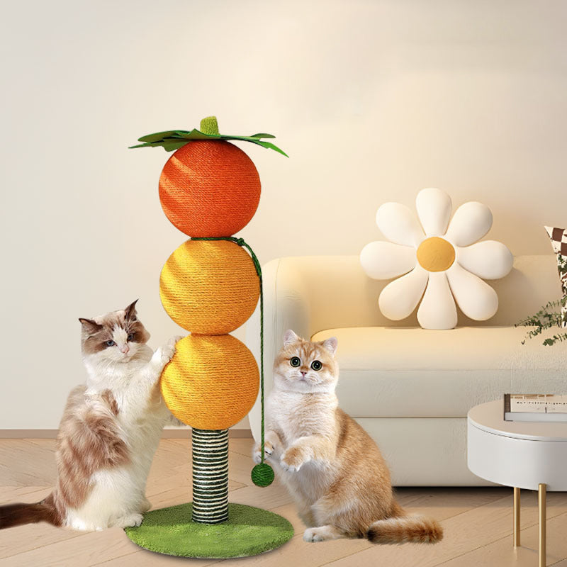 Arbre à chat contemporain créatif rond en tissu velours sisal avec panneau factice en forme d&