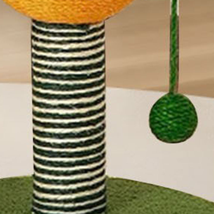 Arbre à chat contemporain créatif rond en tissu velours sisal avec panneau factice en forme d&