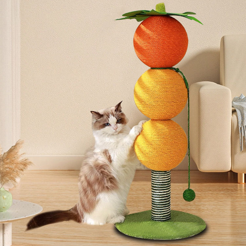 Arbre à chat contemporain créatif rond en tissu velours sisal avec panneau factice en forme d&