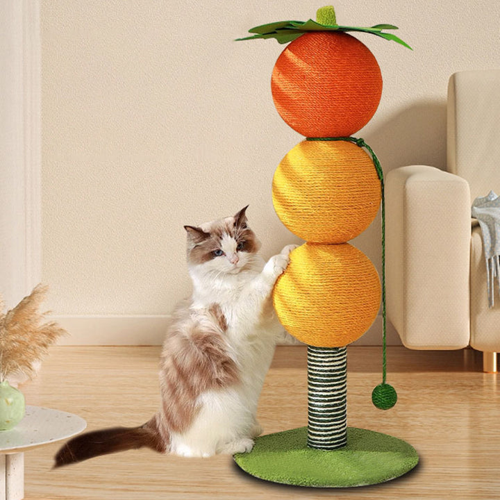Arbre à chat contemporain créatif rond en tissu velours sisal avec panneau factice en forme d&