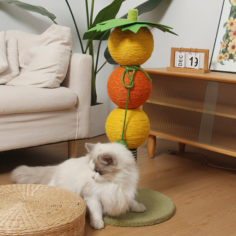 Arbre à chat contemporain créatif rond en tissu velours sisal avec panneau factice en forme d&