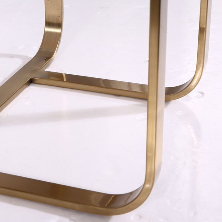 Table de chevet moderne de luxe mat beige : design flottant en acier inoxydable revêtu de titane, avec un seul tiroir, pour chambre à coucher 