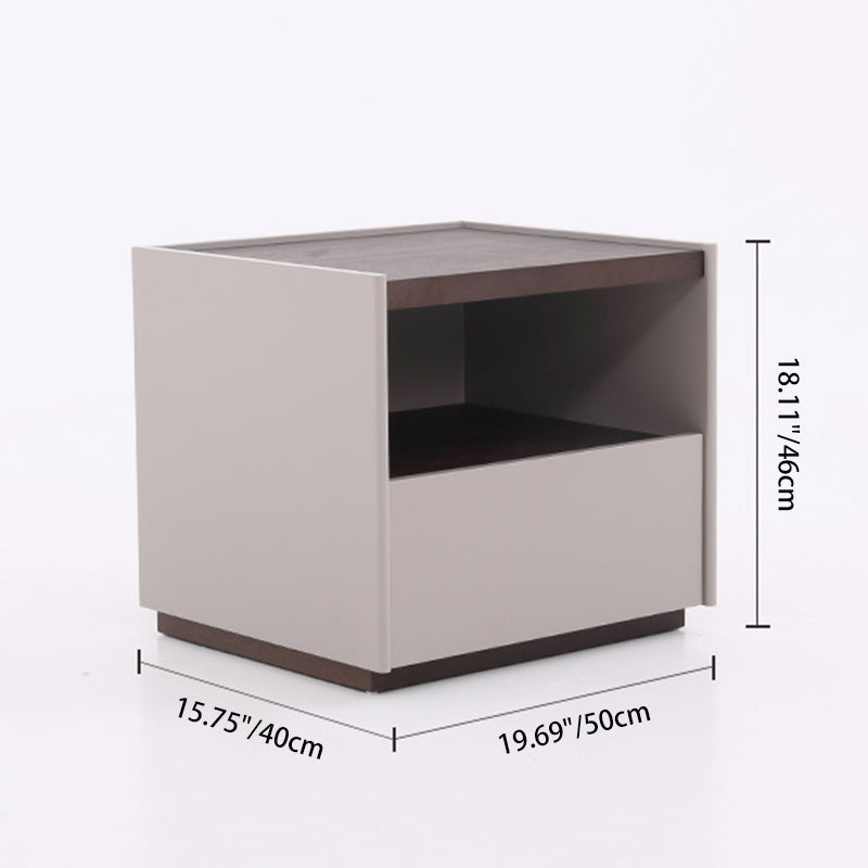 Table de chevet contemporaine scandinave à un tiroir : design minimaliste laqué blanc cassé - table de chevet de rangement plaquée pour chambre à coucher 