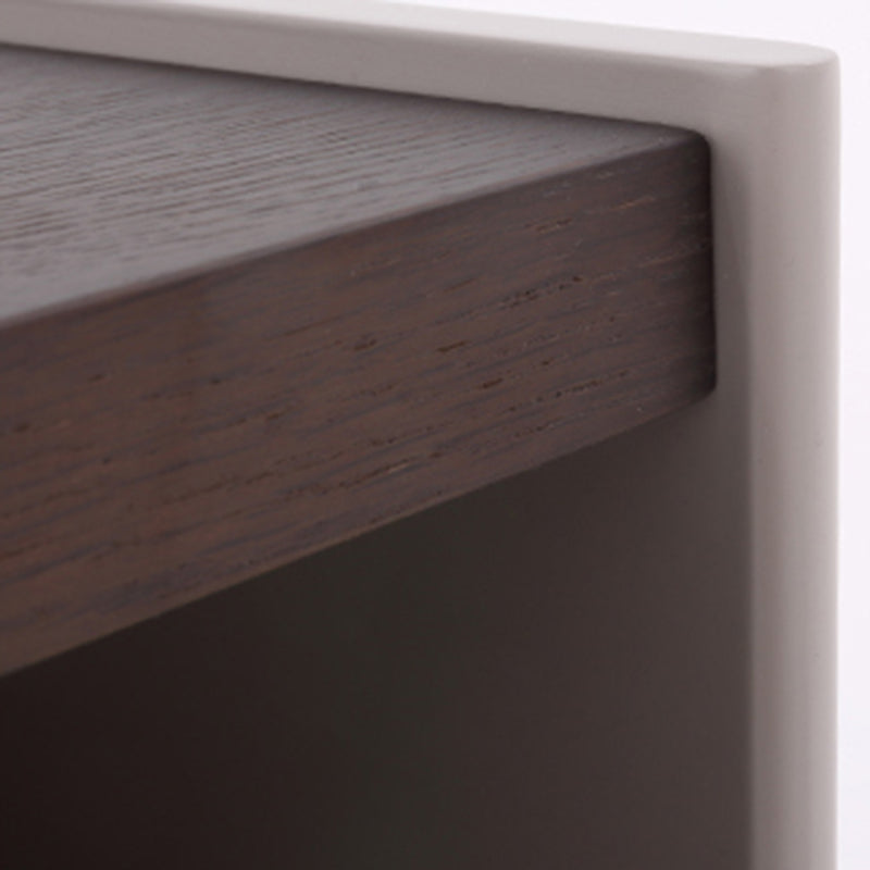 Table de chevet contemporaine scandinave à un tiroir : design minimaliste laqué blanc cassé - table de chevet de rangement plaquée pour chambre à coucher 