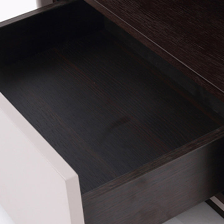 Table de chevet contemporaine scandinave à un tiroir : design minimaliste laqué blanc cassé - table de chevet de rangement plaquée pour chambre à coucher 