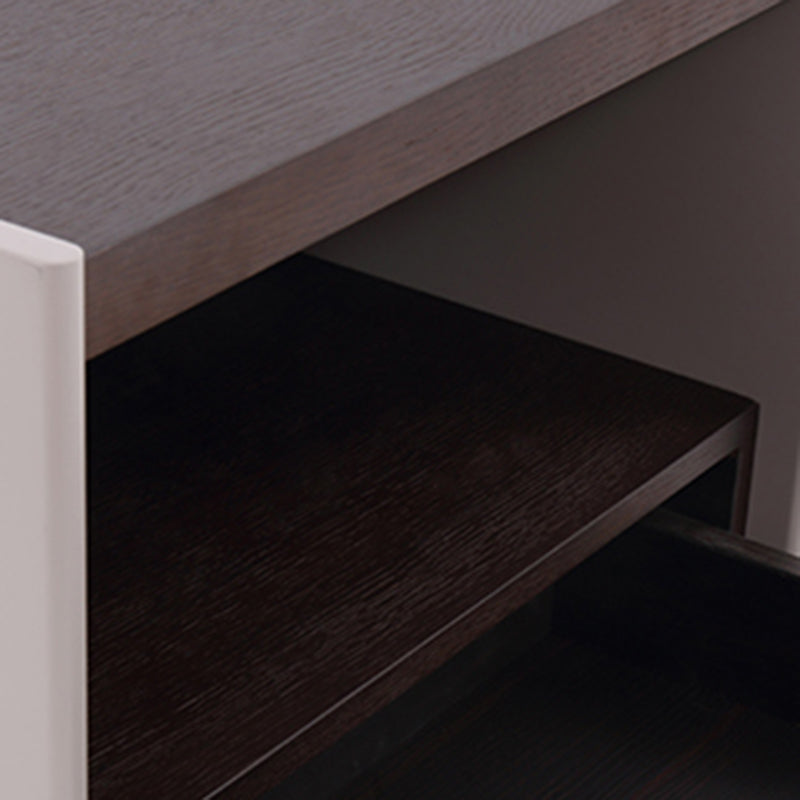 Table de chevet contemporaine scandinave à un tiroir : design minimaliste laqué blanc cassé - table de chevet de rangement plaquée pour chambre à coucher 