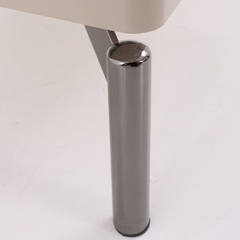 Table de chevet beige minimaliste moderne : plateau en verre trempé noir - table de chevet à deux tiroirs pour la chambre 