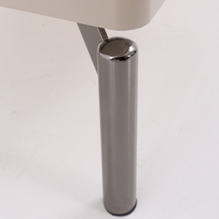 Table de chevet beige minimaliste moderne : plateau en verre trempé noir - table de chevet à deux tiroirs pour la chambre 