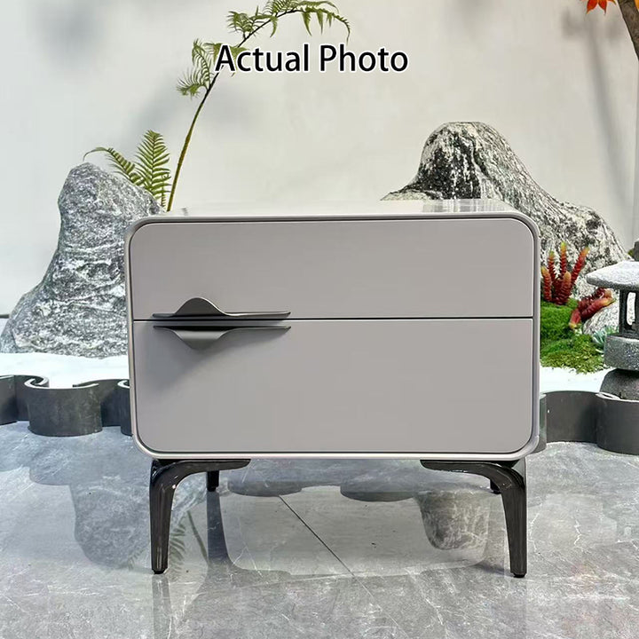 Table de chevet minimaliste moderne blanche à deux tiroirs : design léger à pieds en fer - table de chevet de style scandinave pour chambre à coucher 