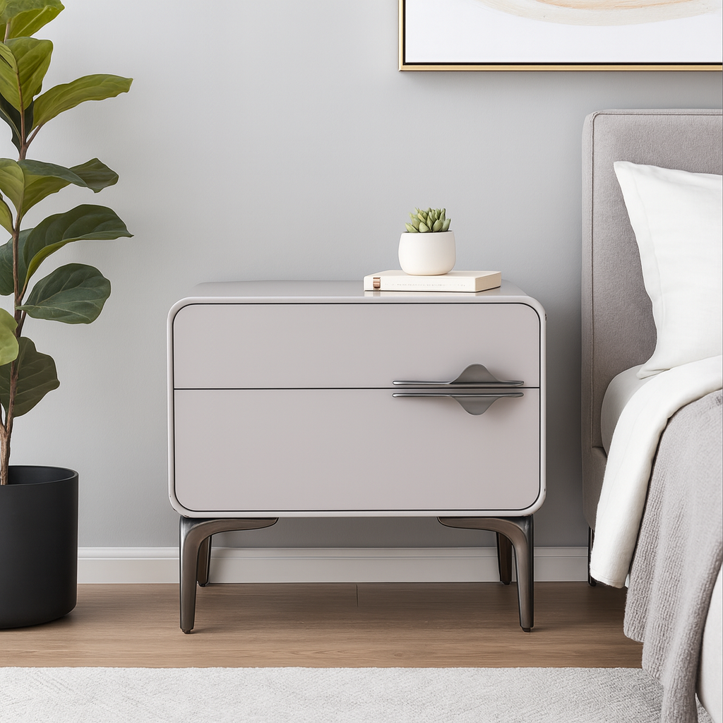 Table de chevet minimaliste moderne blanche à deux tiroirs : design léger à pieds en fer - table de chevet de style scandinave pour chambre à coucher 