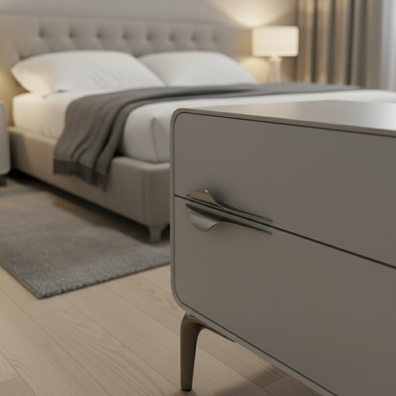 Table de chevet minimaliste moderne blanche à deux tiroirs : design léger à pieds en fer - table de chevet de style scandinave pour chambre à coucher 
