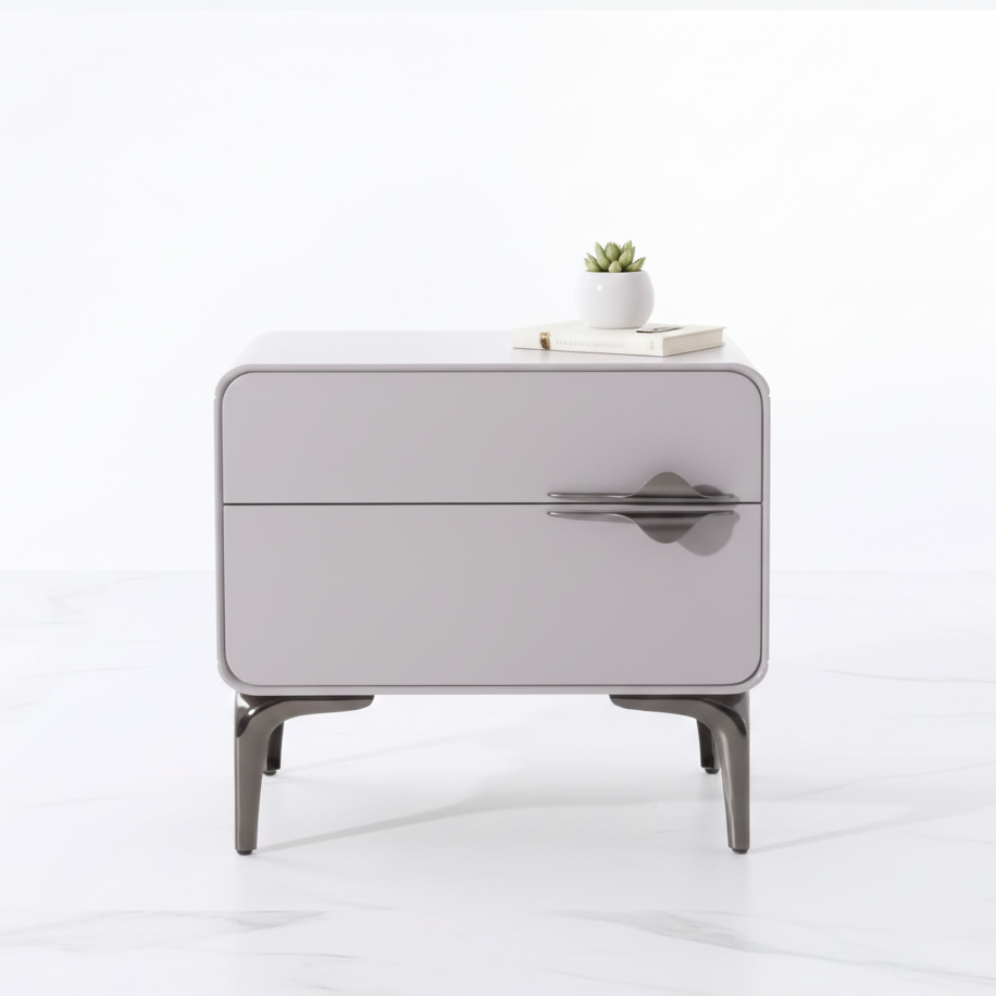 Table de chevet minimaliste moderne blanche à deux tiroirs : design léger à pieds en fer - table de chevet de style scandinave pour chambre à coucher 
