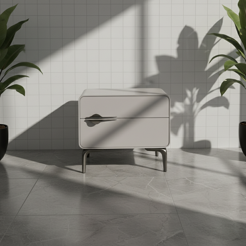 Table de chevet minimaliste moderne blanche à deux tiroirs : design léger à pieds en fer - table de chevet de style scandinave pour chambre à coucher 