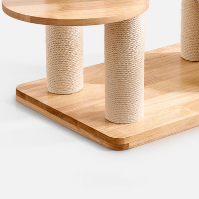 Contemporary Creative Rectangular Christmas Tree-Shaped Rubberwood Solid Wood Sisal Acrylic Multi-Functional Cat Tree For Living Room