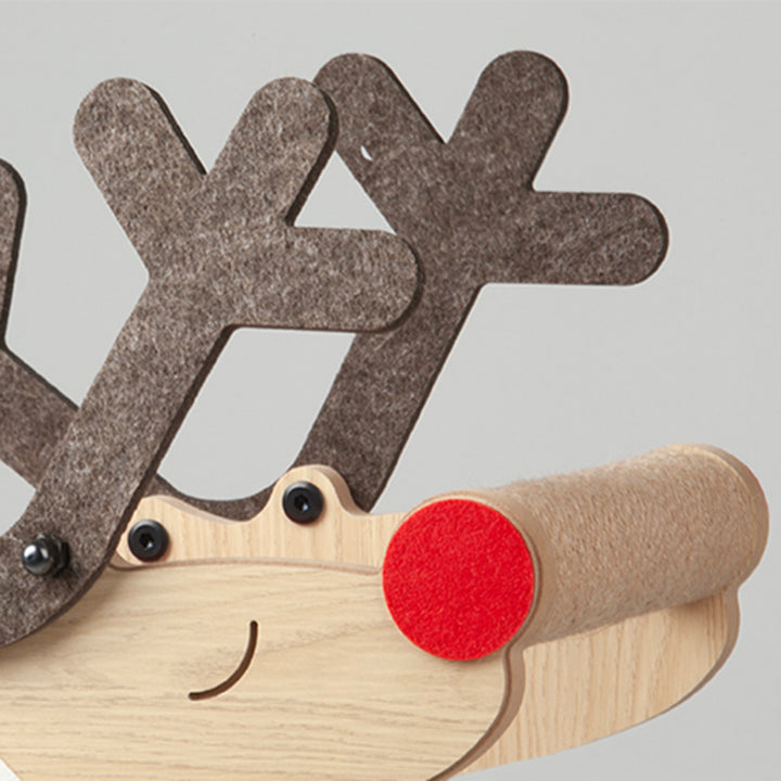 Zeitgenössischer kreativer rechteckiger Rentier-förmiger MDF-Jute-Filz-Weihnachtsbaum für Katzen für das Wohnzimmer 