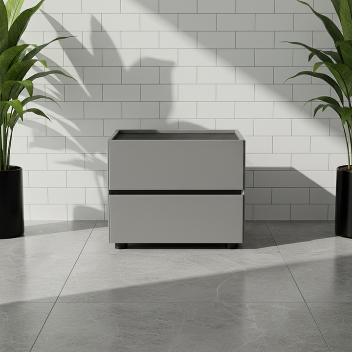 Table de chevet moderne minimaliste à deux tiroirs : luxe léger - table d&