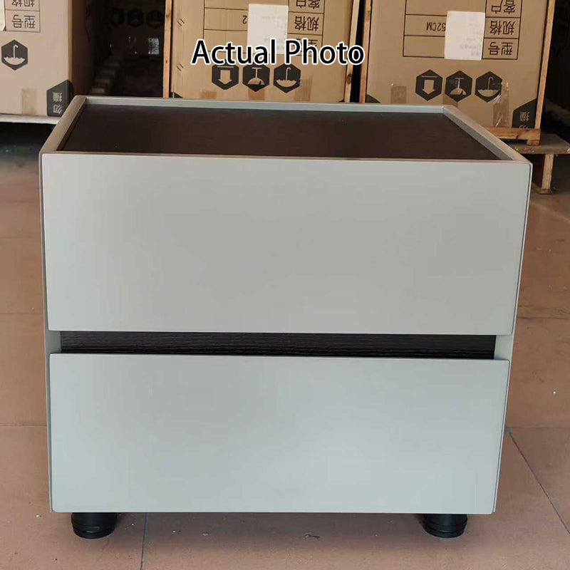 Table de chevet moderne minimaliste à deux tiroirs : luxe léger - table d&