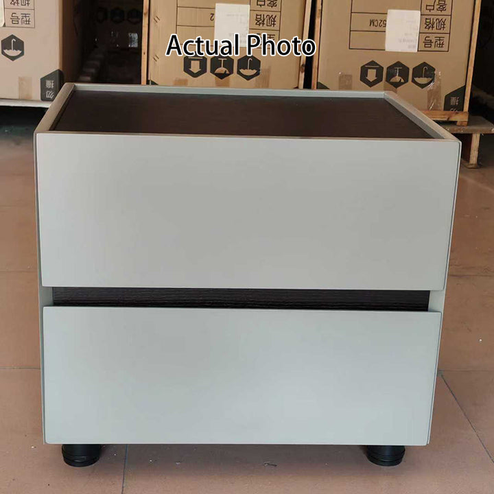 Table de chevet moderne minimaliste à deux tiroirs : luxe léger - table d&