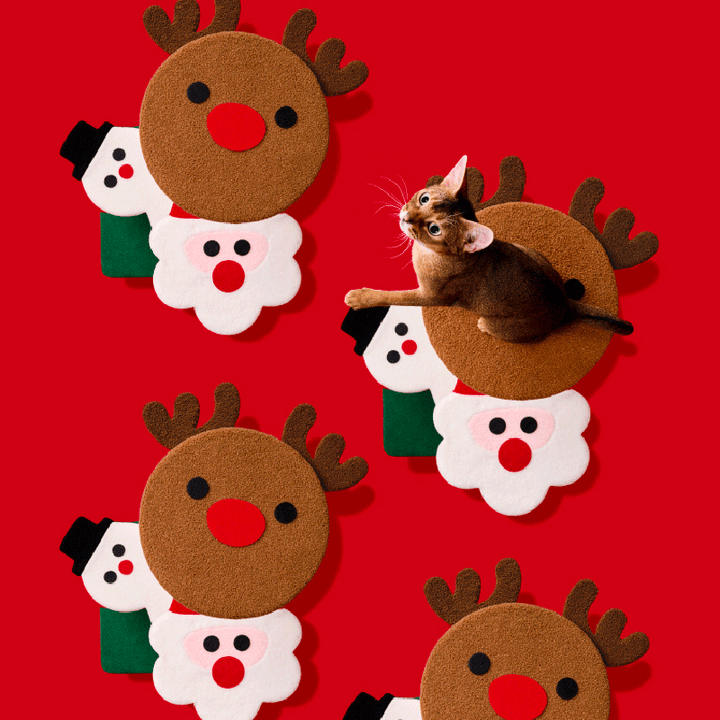 Zeitgenössisches kreatives rundes Rentier-Schneemann-Weihnachtsmann-Design-Spanplatte-Polyesterfaser-Jute-Weihnachts-Katzenbaum 2/4-stufig für Schlafzimmer 