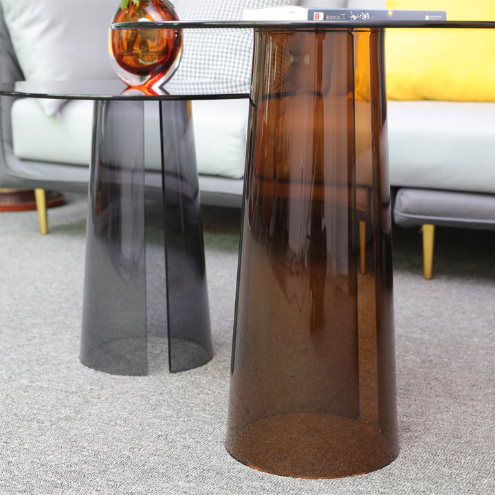 Modern Luxury Round Tempered Glass Acrylic Side Table For Living Room