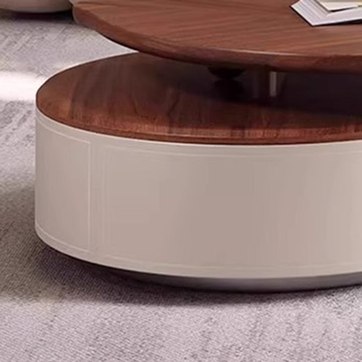Table basse moderne de luxe ronde en forme de feuille, en panneau de fibres à densité moyenne plaqué, cuir de selle, acier inoxydable, 1 tiroir, pour salon 