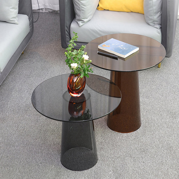 Modern Luxury Round Tempered Glass Acrylic Side Table For Living Room