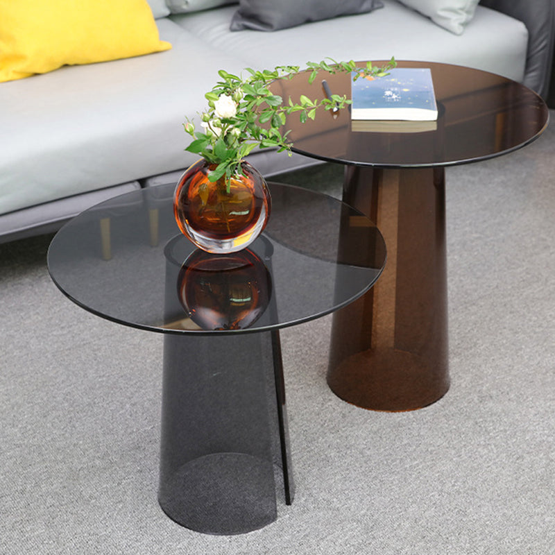 Modern Luxury Round Tempered Glass Acrylic Side Table For Living Room