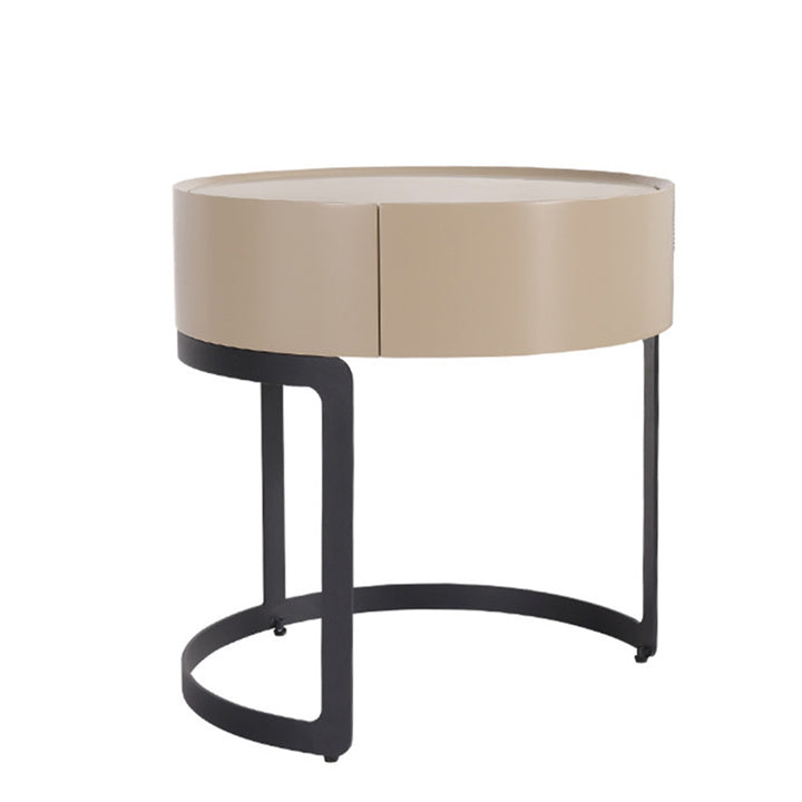 Modern Luxury French Cream-Style Single-Drawer Nightstand: Beige Lacquer Finish - Floating Storage Bedside Table For Bedroom