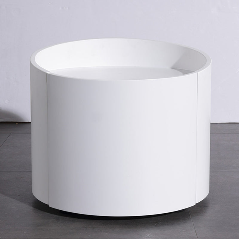 Modern Minimalist Round Nightstand: Single Drawer - Off-White/Black Curved Design Storage Bedside Table For Bedroom