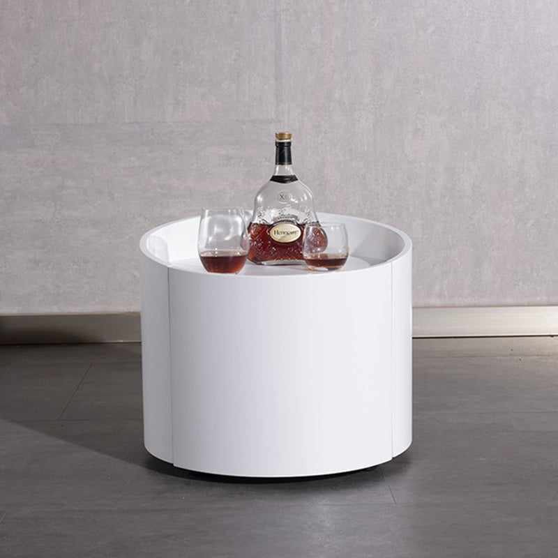 Modern Minimalist Round Nightstand: Single Drawer - Off-White/Black Curved Design Storage Bedside Table For Bedroom