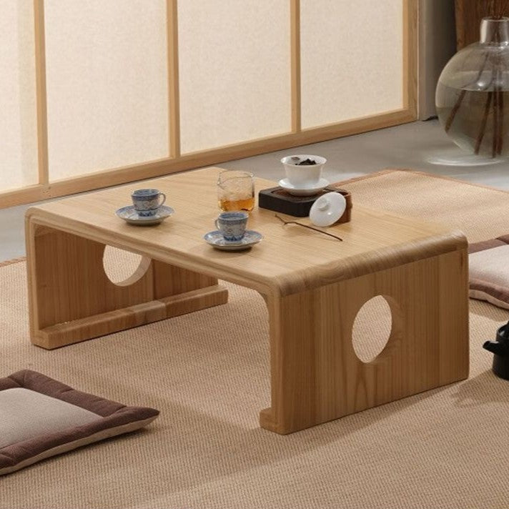Traditioneller rechteckiger Kaffeetisch aus Paulownia-Massivholz im japanischen Stil für Wohnzimmer & Schlafzimmer 