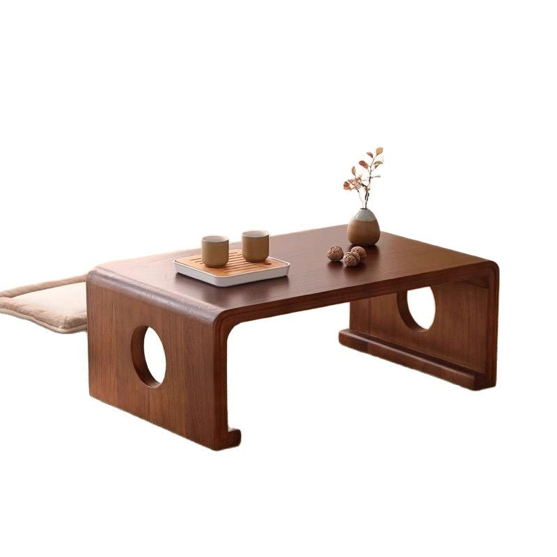 Traditional Japanese Rectangular Paulownia Solid Wood Tatami Coffee Table For Living Room &amp; Bedroom