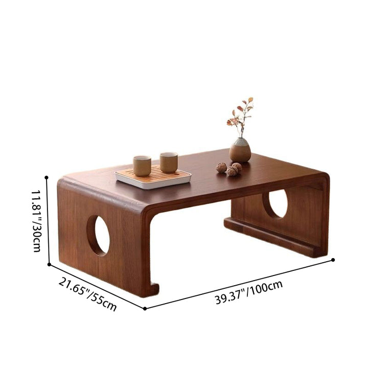 Traditional Japanese Rectangular Paulownia Solid Wood Tatami Coffee Table For Living Room &amp; Bedroom