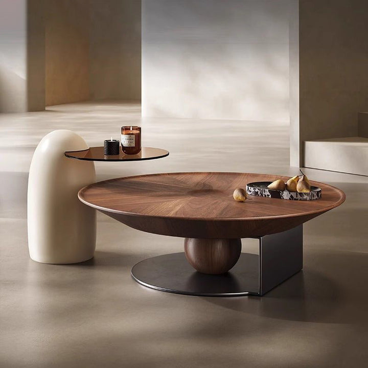 Modern Luxury Round Stainless Steel Medium-Density Fiberboard Fiberglass Tempered Glass Coffee Table Set 1-Tier For Living Room