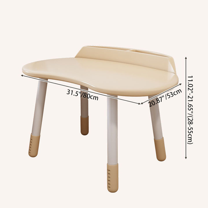 Contemporary Scandinavian Oval Solid Wood Eco-Panel Rubber Injection- Molding Height-Adjustable Kids Desk & Chair Set For Bedroom