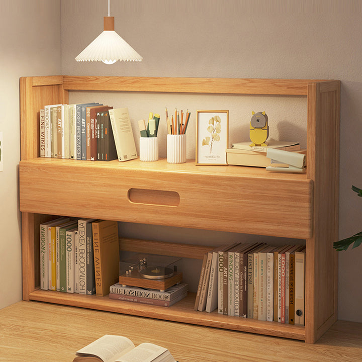 Contemporary Scandinavian Rectangular Nan Bamboo Medium-Density Fiberboard Storage Bookshelf 2/3-Tier 1-Drawer For Bedroom &amp; Study
