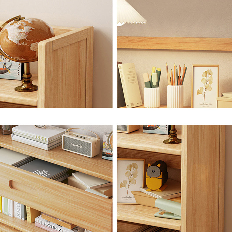 Contemporary Scandinavian Rectangular Nan Bamboo Medium-Density Fiberboard Storage Bookshelf 2/3-Tier 1-Drawer For Bedroom &amp; Study