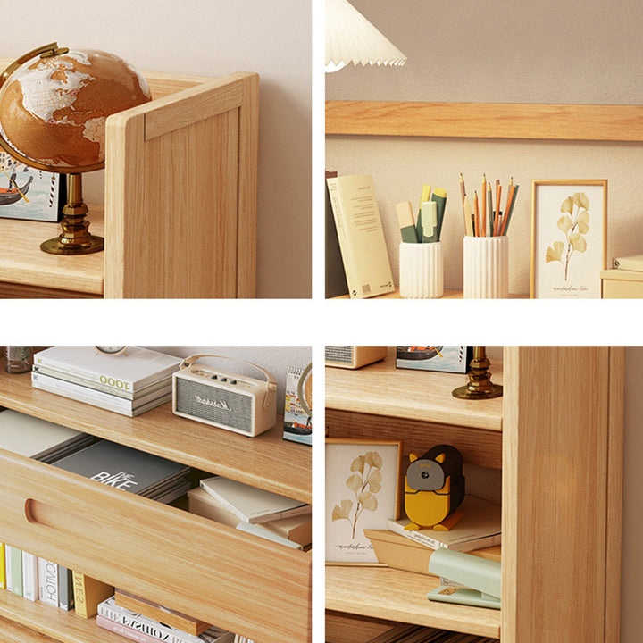 Contemporary Scandinavian Rectangular Nan Bamboo Medium-Density Fiberboard Storage Bookshelf 2/3-Tier 1-Drawer For Bedroom &amp; Study
