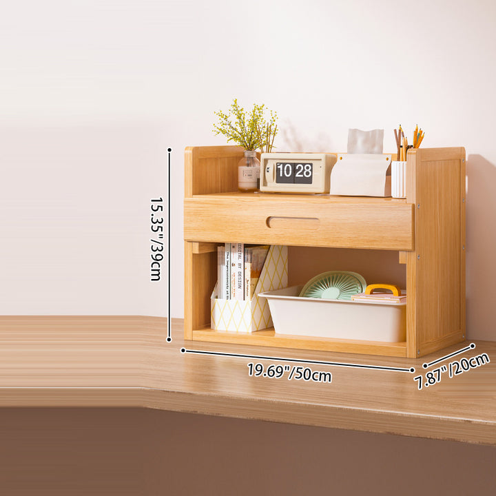 Contemporary Scandinavian Rectangular Nan Bamboo Medium-Density Fiberboard Storage Bookshelf 2/3-Tier 1-Drawer For Bedroom &amp; Study