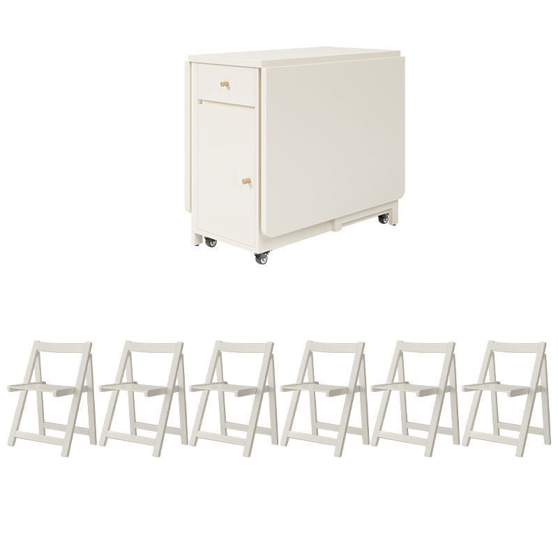 Zeitgenössisches skandinavisches rechteckiges Gummibaumholz Massivholz MDF klappbares Schreibtisch- und Stuhl-Set mit 1 Schublade für Wohnzimmer und Esszimmer 