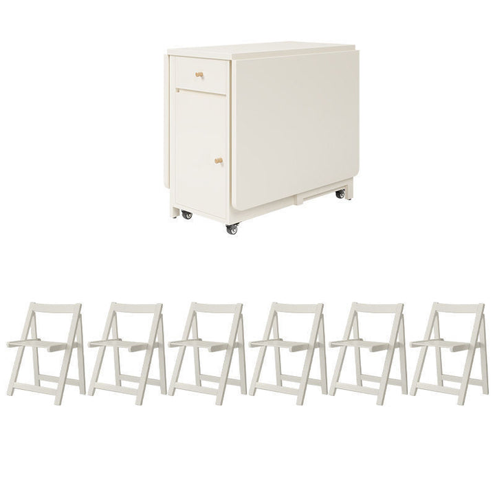 Zeitgenössisches skandinavisches rechteckiges Gummibaumholz Massivholz MDF klappbares Schreibtisch- und Stuhl-Set mit 1 Schublade für Wohnzimmer und Esszimmer 