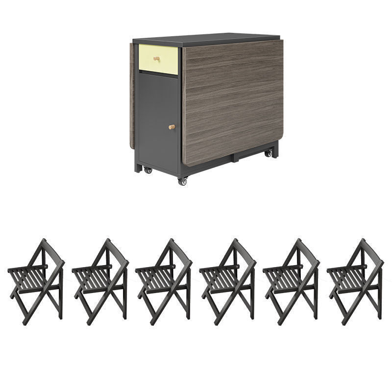 Zeitgenössisches skandinavisches rechteckiges Gummibaumholz Massivholz MDF klappbares Schreibtisch- und Stuhl-Set mit 1 Schublade für Wohnzimmer und Esszimmer 