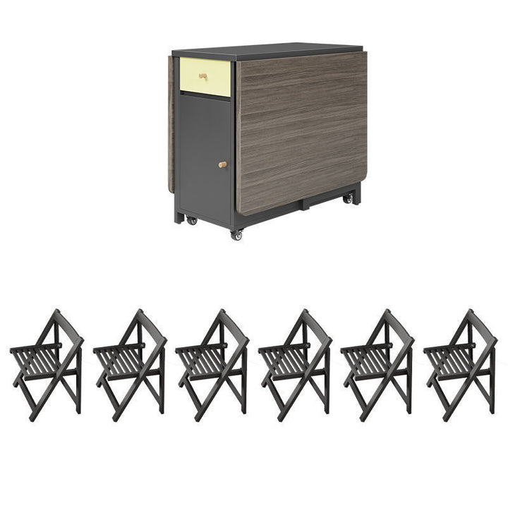 Zeitgenössisches skandinavisches rechteckiges Gummibaumholz Massivholz MDF klappbares Schreibtisch- und Stuhl-Set mit 1 Schublade für Wohnzimmer und Esszimmer 