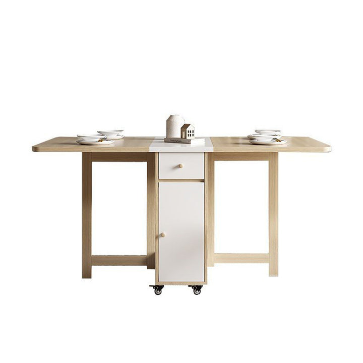 Zeitgenössisches skandinavisches rechteckiges Gummibaumholz Massivholz MDF klappbares Schreibtisch- und Stuhl-Set mit 1 Schublade für Wohnzimmer und Esszimmer 