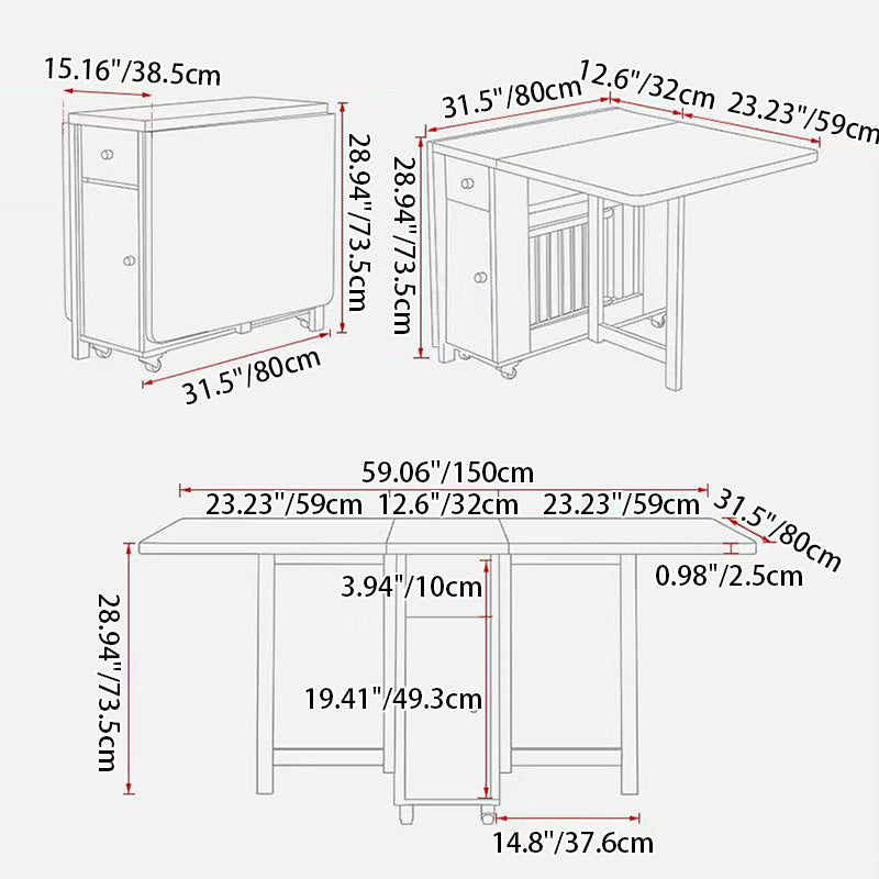 Zeitgenössisches skandinavisches rechteckiges Gummibaumholz Massivholz MDF klappbares Schreibtisch- und Stuhl-Set mit 1 Schublade für Wohnzimmer und Esszimmer 