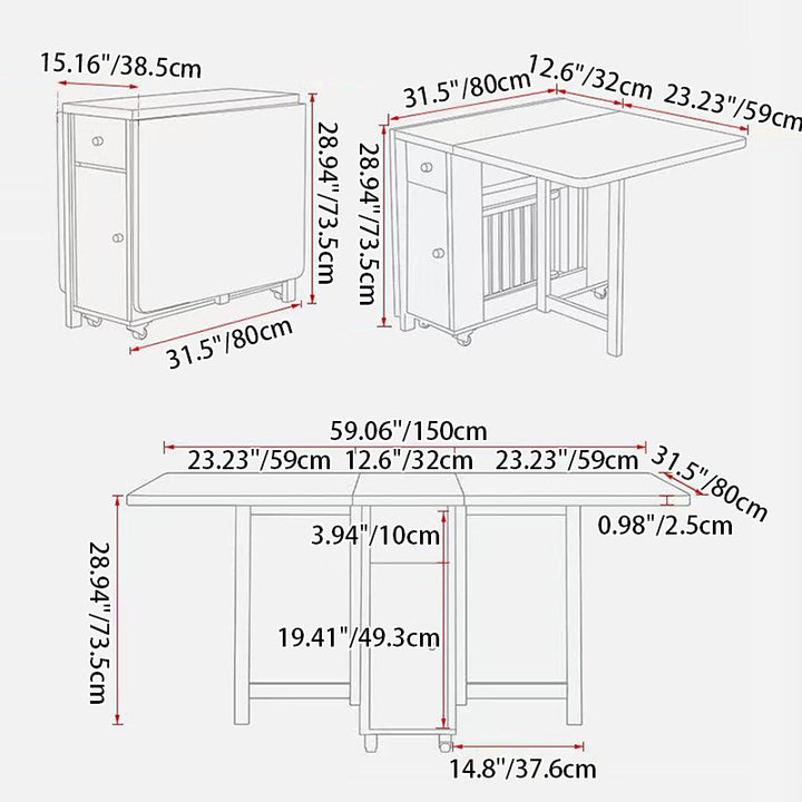 Zeitgenössisches skandinavisches rechteckiges Gummibaumholz Massivholz MDF klappbares Schreibtisch- und Stuhl-Set mit 1 Schublade für Wohnzimmer und Esszimmer 
