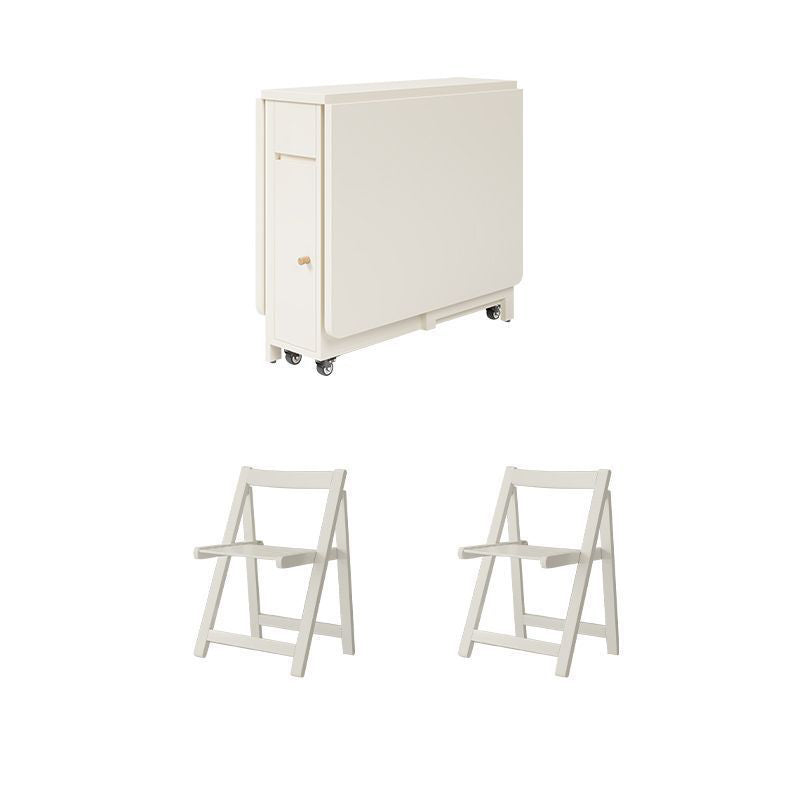 Zeitgenössisches skandinavisches rechteckiges Gummibaumholz Massivholz MDF klappbares Schreibtisch- und Stuhl-Set mit 1 Schublade für Wohnzimmer und Esszimmer 