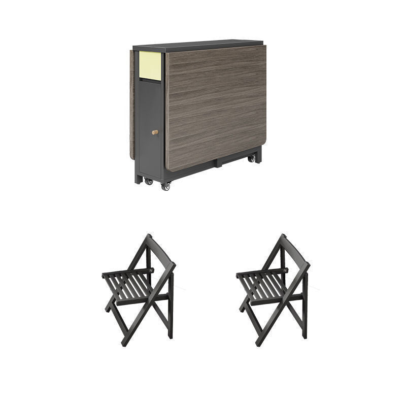 Zeitgenössisches skandinavisches rechteckiges Gummibaumholz Massivholz MDF klappbares Schreibtisch- und Stuhl-Set mit 1 Schublade für Wohnzimmer und Esszimmer 